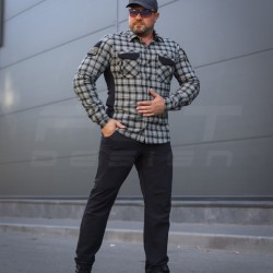 Тактическая милитари Рубашка FCT Blackbeard летняя в клеточку Серо-зеленая (11 номер)