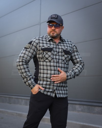 Тактична мілітарі Сорочка FCT Blackbeard літня в клітинку Сіро-зелена (11 номер) 40-42/3 40-42/3
