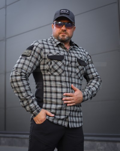 Тактична мілітарі Сорочка FCT Blackbeard літня в клітинку Сіро-зелена (11 номер) 40-42/3 40-42/3