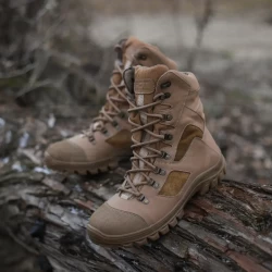 Берці тактичні зимові Stalker шкіра Crazy Horse на цигейці койот