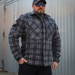 Тактическая милитари Рубашка FCT зимняя утепленная в клетку Темно-серая флис подкладка (46 номер)