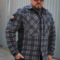 Тактическая милитари Рубашка FCT зимняя утепленная в клетку Темно-серая флис подкладка (46 номер)