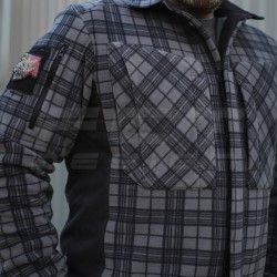 Тактическая милитари Рубашка FCT зимняя утепленная в клетку Темно-серая флис подкладка (46 номер)