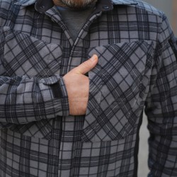 Тактическая милитари Рубашка FCT зимняя утепленная в клетку Темно-серая флис подкладка (46 номер)