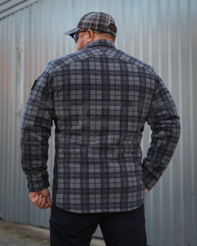 Тактическая милитари Рубашка FCT зимняя утепленная в клетку Темно-серая флис подкладка (46 номер) 40-42/3