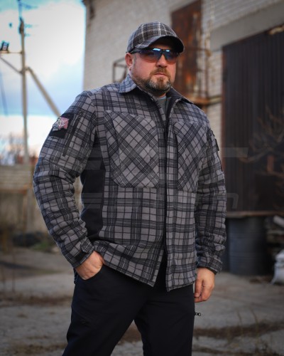 Тактическая милитари Рубашка FCT зимняя утепленная в клетку Темно-серая флис подкладка (46 номер) 40-42/3