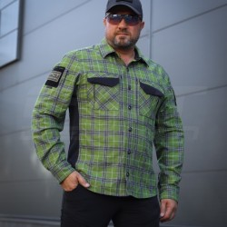 Тактическая милитари Рубашка FCT Blackbeard летняя в клетку Зеленая (12 номер)