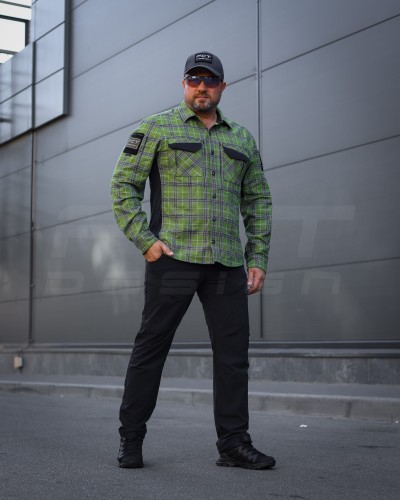 Тактична мілітарі Сорочка FCT Blackbeard літня в клітинку Зелена (12 номер) 40-42/3 40-42/3