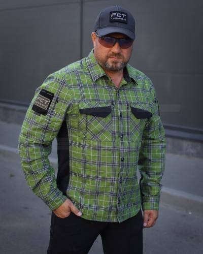 Тактична мілітарі Сорочка FCT Blackbeard літня в клітинку Зелена (12 номер) 40-42/3 40-42/3