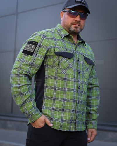 Тактична мілітарі Сорочка FCT Blackbeard літня в клітинку Зелена (12 номер) 40-42/3 40-42/3