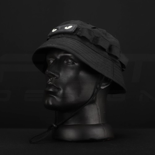 Панама тактична ріп-стоп з велкро чорна 56 56