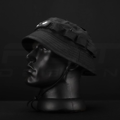 Панама тактична ріп-стоп з велкро чорна 56 56