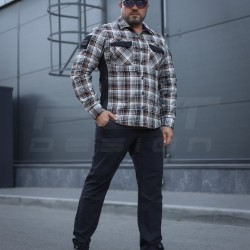 Тактическая милитари Рубашка FCT Blackbeard летняя в клеточку Серо-оранжевая (13 номер)