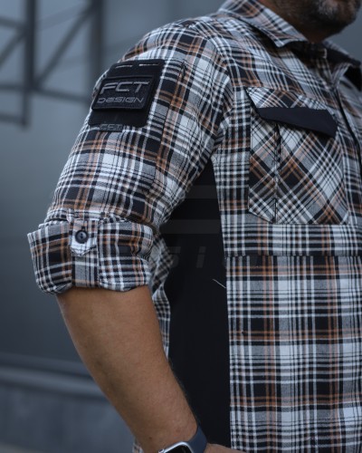 Тактична мілітарі Сорочка FCT Blackbeard літня в клітинку Сіро-помаранчева (13 номер) 40-42/3 40-42/3