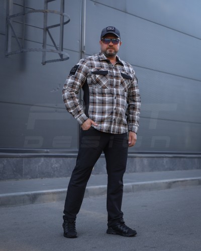 Тактична мілітарі Сорочка FCT Blackbeard літня в клітинку Сіро-помаранчева (13 номер) 40-42/3 40-42/3