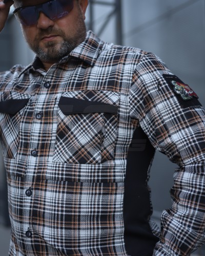 Тактична мілітарі Сорочка FCT Blackbeard літня в клітинку Сіро-помаранчева (13 номер) 40-42/3 40-42/3