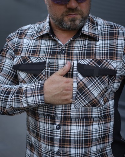 Тактична мілітарі Сорочка FCT Blackbeard літня в клітинку Сіро-помаранчева (13 номер) 40-42/3 40-42/3