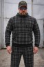 Кофта флис кенгуру в клетку Темно-серая 44