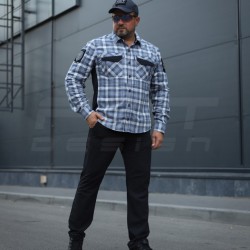 Тактична мілітарі Сорочка FCT Blackbeard літня в клітинку Блакитна (14 номер)