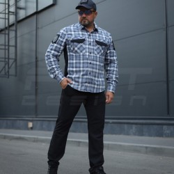 Тактическая милитари Рубашка FCT Blackbeard летняя в клетку Голубая (14 номер)