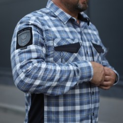 Тактическая милитари Рубашка FCT Blackbeard летняя в клетку Голубая (14 номер)
