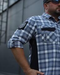 Тактична мілітарі Сорочка FCT Blackbeard літня в клітинку Блакитна (14 номер)