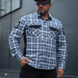 Тактична мілітарі Сорочка FCT Blackbeard літня в клітинку Блакитна (14 номер)