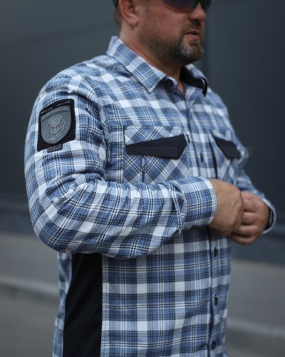 Тактична мілітарі Сорочка FCT Blackbeard літня в клітинку Блакитна (14 номер) 40-42/3 40-42/3