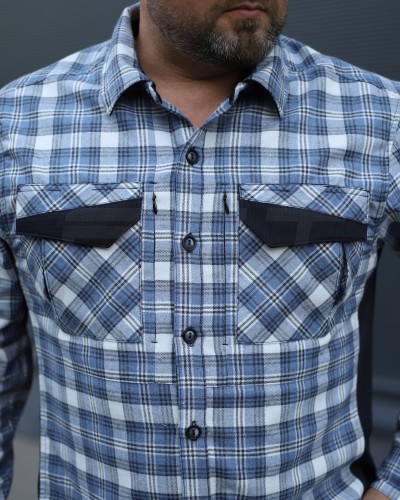 Тактична мілітарі Сорочка FCT Blackbeard літня в клітинку Блакитна (14 номер) 40-42/3 40-42/3