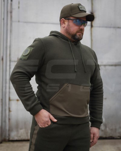 Костюм спортивний флісовий з посиленням Софтшелл хакі 42 42