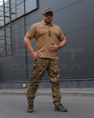 Футболка Поло мілітарі преміум Лакоста бавовна Койот 42 42