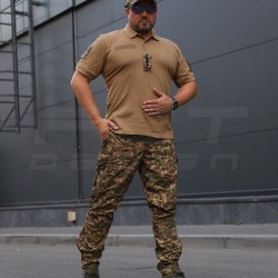 Футболка Поло милитари премиум Лакоста хлопок Койот