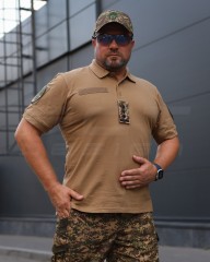 Футболка Поло мілітарі преміум Лакоста бавовна Койот