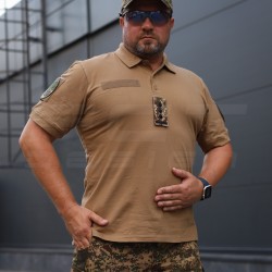 Футболка Поло милитари премиум Лакоста хлопок Койот