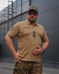 Футболка Поло мілітарі преміум Лакоста бавовна Койот