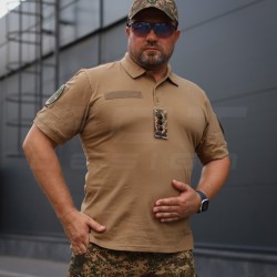 Футболка Поло милитари премиум Лакоста хлопок Койот