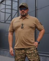 Футболка Поло мілітарі преміум Лакоста бавовна Койот