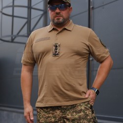 Футболка Поло милитари премиум Лакоста хлопок Койот