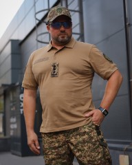 Футболка Поло мілітарі преміум Лакоста бавовна Койот