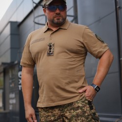 Футболка Поло милитари премиум Лакоста хлопок Койот