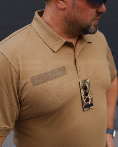 Футболка Поло мілітарі преміум Лакоста бавовна Койот 42 42