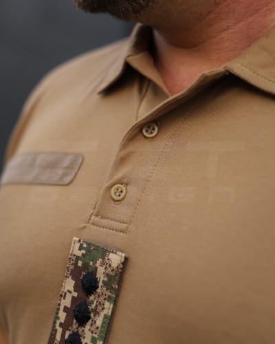 Футболка Поло мілітарі преміум Лакоста бавовна Койот 42 42