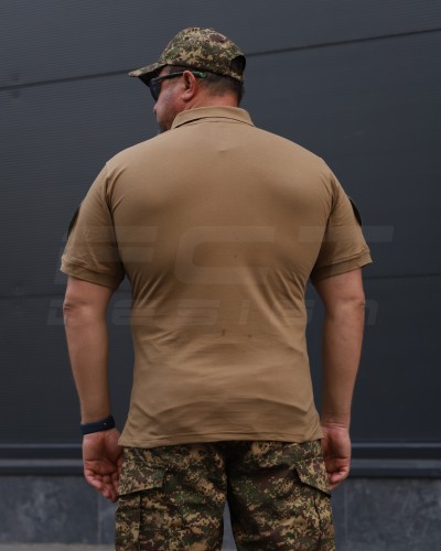 Футболка Поло мілітарі преміум Лакоста бавовна Койот 42 42