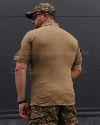 Футболка Поло мілітарі преміум Лакоста бавовна Койот 42 42