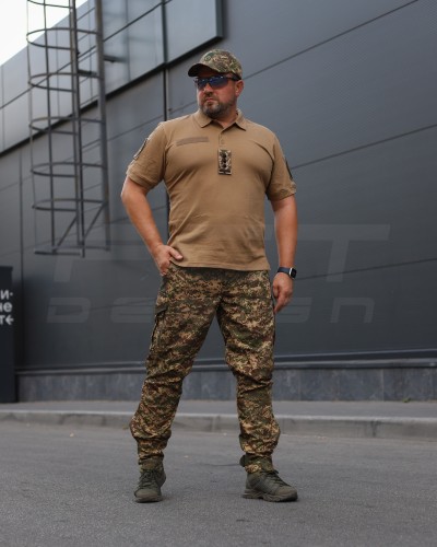 Футболка Поло мілітарі преміум Лакоста бавовна Койот 42 42