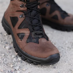 Берці тактичні Сармат шкіра крейзі коричневі на сітці
