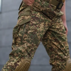 Брюки зимние с наколенниками тактические Корд Gen 2 на флисе Хищник пиксель G-0822