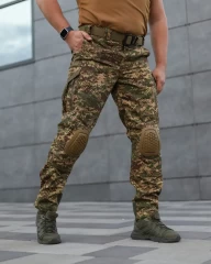 Штани зимові з наколінниками тактичні Корд Gen 2 на флісі Хижак піксель G-0822