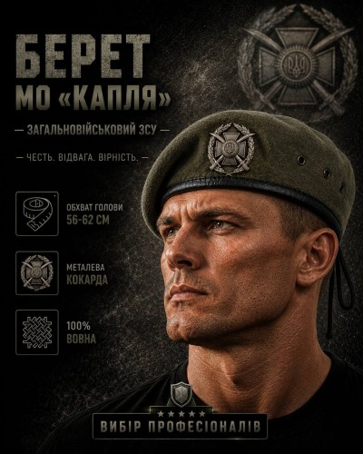 Берет Общевоенный ВСУ Капля степь в сборе 56