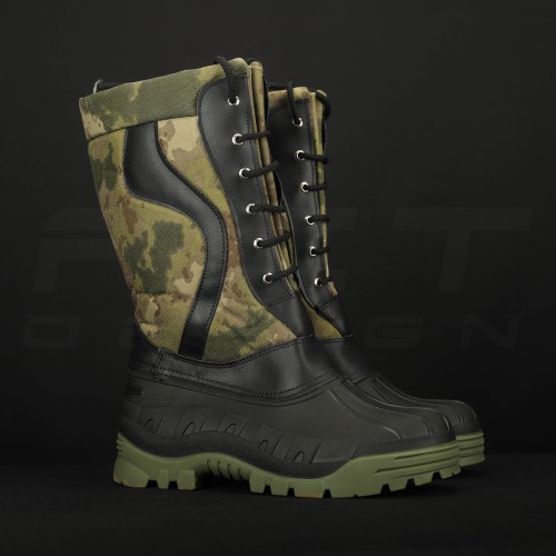Чоботи Сноубутси зимові на шнурках водонепроникні зелений камуфляж 40 40